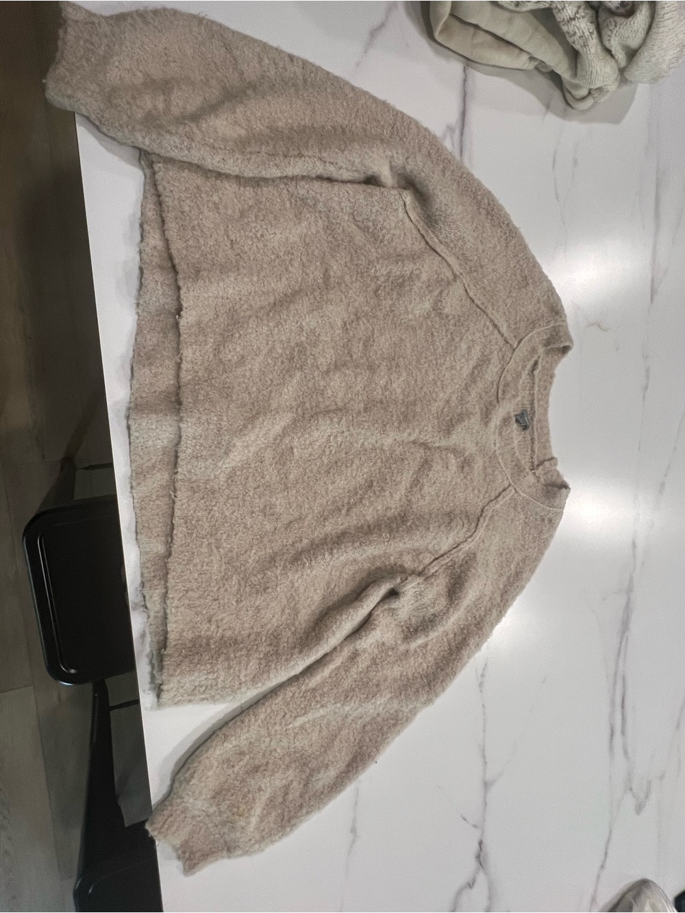 aerie Cozy Plush Crewneck Sweater in Light Taupe